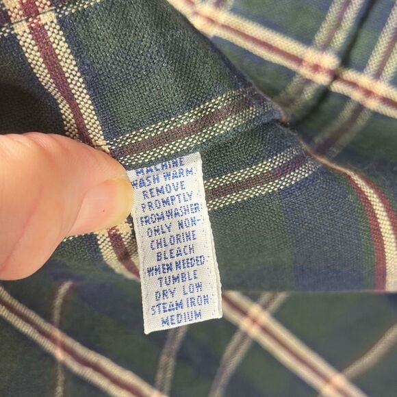 Ralph Lauren The Big Shirt Mens XL Green Plaid Cotton Long Sleeve Blue Pony - Picture 4 of 6